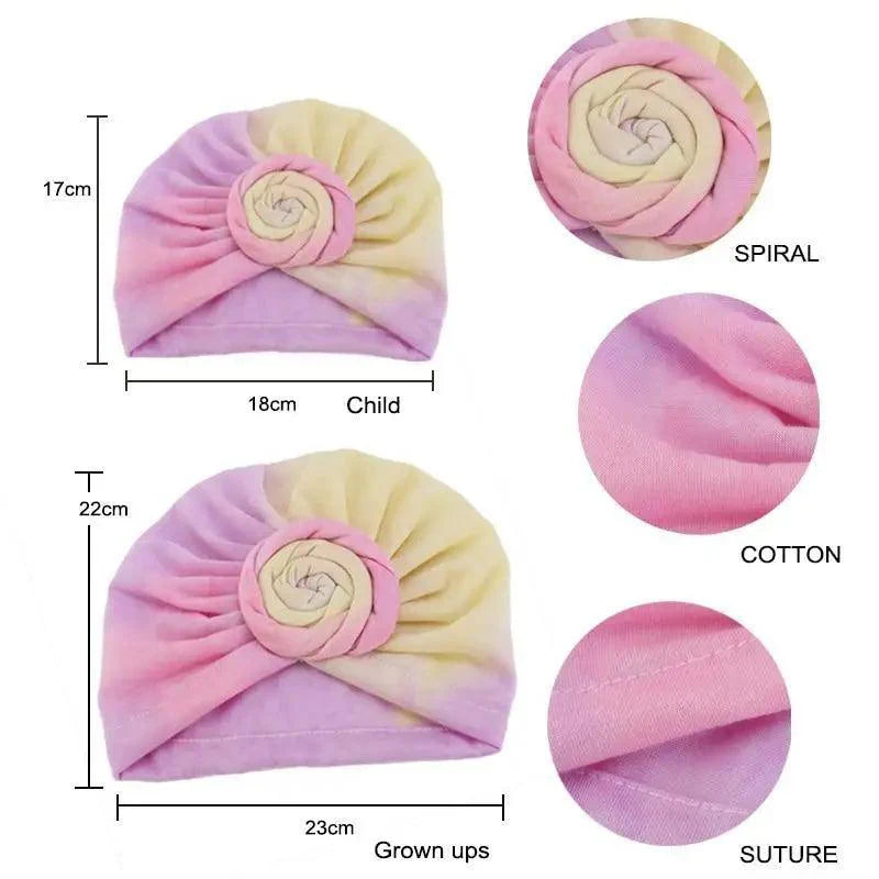 Elegance Mommy And Kids Turban Hat Cap With Big Bow Soft Cute Knot Nursery Beanie Knotted Headban Stevvex