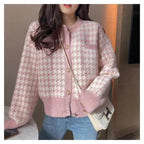 Elegance Short Sweater Cardigan Jacket For Women Modern Imitation Mink Fleece Knitwear Tops Vintage O-neck Knitted Coats Stevvex