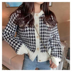 Elegance Short Sweater Cardigan Jacket For Women Modern Imitation Mink Fleece Knitwear Tops Vintage O-neck Knitted Coats Stevvex