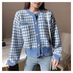 Elegance Short Sweater Cardigan Jacket For Women Modern Imitation Mink Fleece Knitwear Tops Vintage O-neck Knitted Coats Stevvex