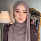 Elegance Solid Color Chiffon Hijab with Metallic Chain Trim (MH138)