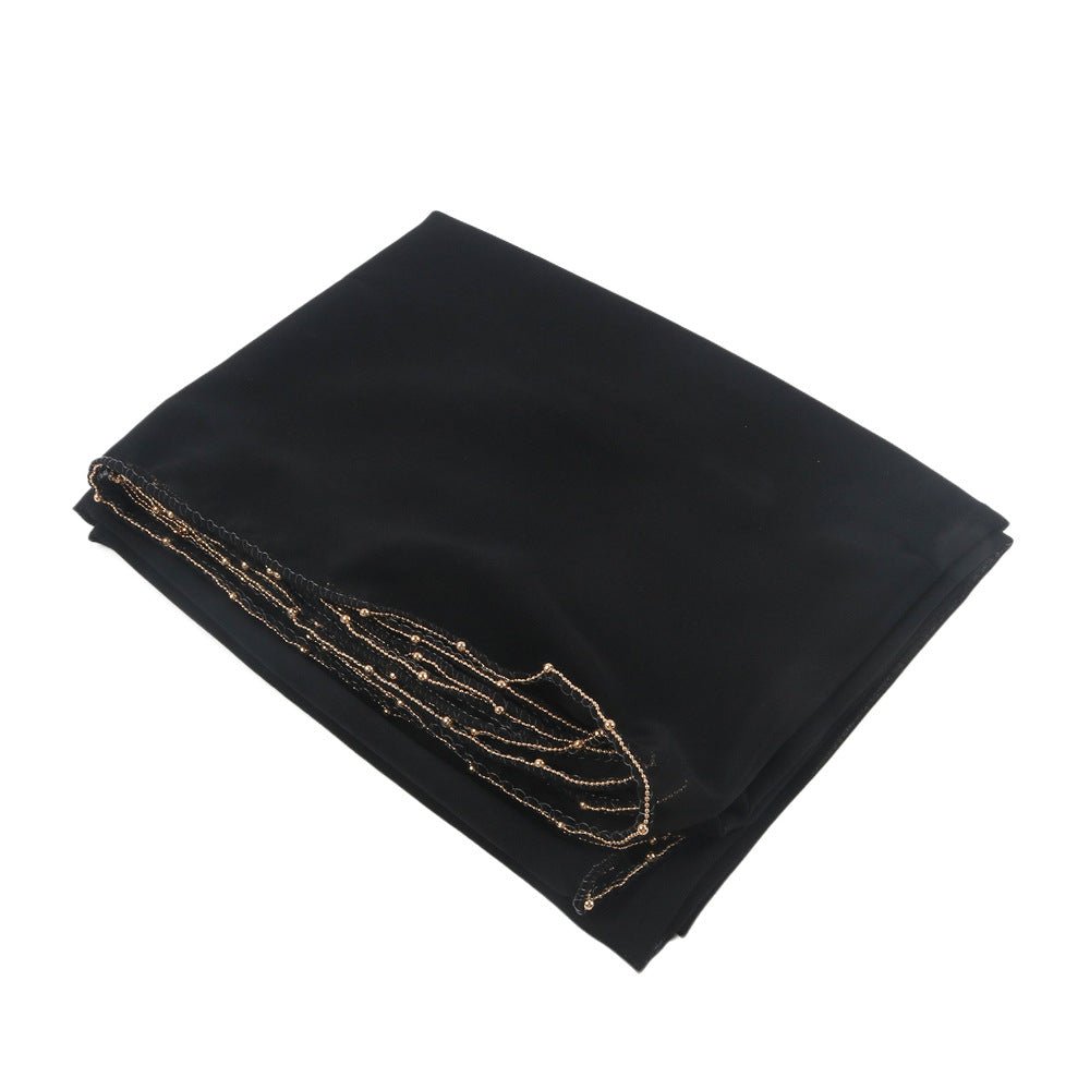Elegance Solid Color Chiffon Hijab with Metallic Chain Trim (MH138)