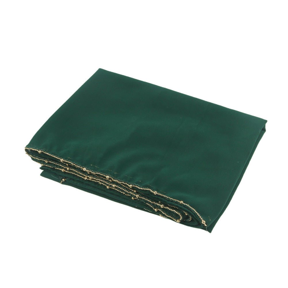 Elegance Solid Color Chiffon Hijab with Metallic Chain Trim (MH138)