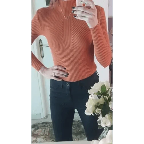Elegance Solid White and Black Tops,Sweaters Winter Long Sleeve Turtleneck Pullovers Women's Sweaters Female Clothing Stevvex