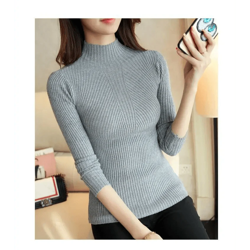 Elegance Solid White and Black Tops,Sweaters Winter Long Sleeve Turtleneck Pullovers Women's Sweaters Female Clothing Stevvex