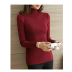 Elegance Solid White and Black Tops,Sweaters Winter Long Sleeve Turtleneck Pullovers Women's Sweaters Female Clothing Stevvex