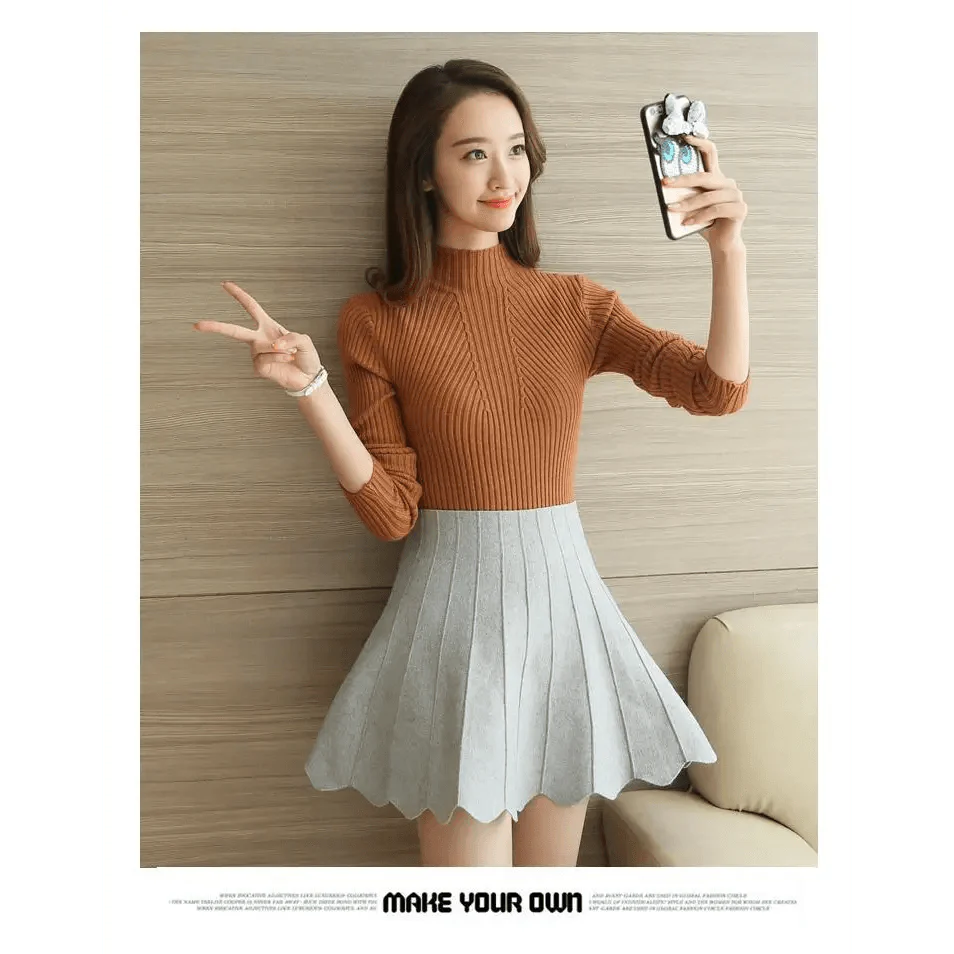 Elegance Solid White and Black Tops,Sweaters Winter Long Sleeve Turtleneck Pullovers Women's Sweaters Female Clothing Stevvex