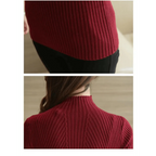 Elegance Solid White and Black Tops,Sweaters Winter Long Sleeve Turtleneck Pullovers Women's Sweaters Female Clothing Stevvex