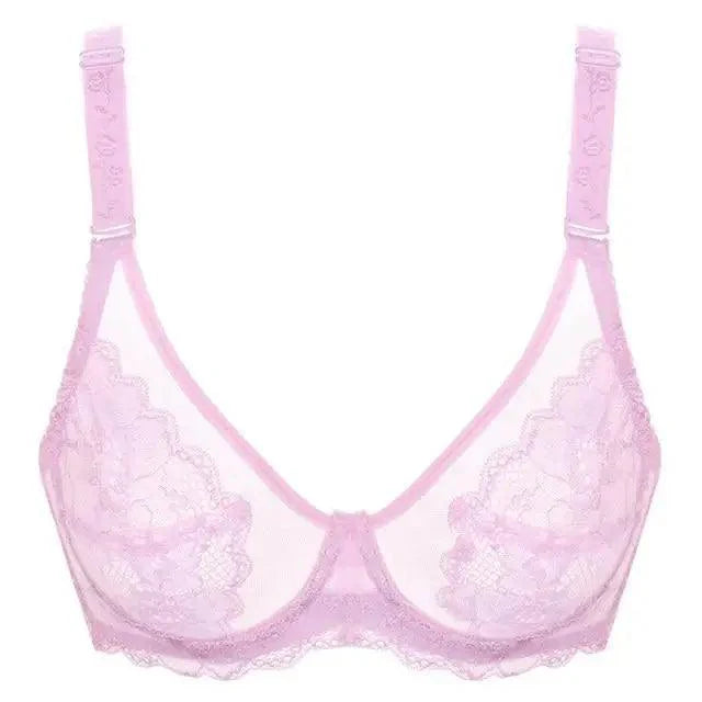 Elegance Transparent Bras For Women Ultra Thin Lace Bralette Underwire Push Up Plus Big Size Top Summer 34 36 38 40 ABCD Cup Stevvex
