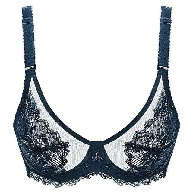 Elegance Transparent Bras For Women Ultra Thin Lace Bralette Underwire Push Up Plus Big Size Top Summer 34 36 38 40 ABCD Cup Stevvex