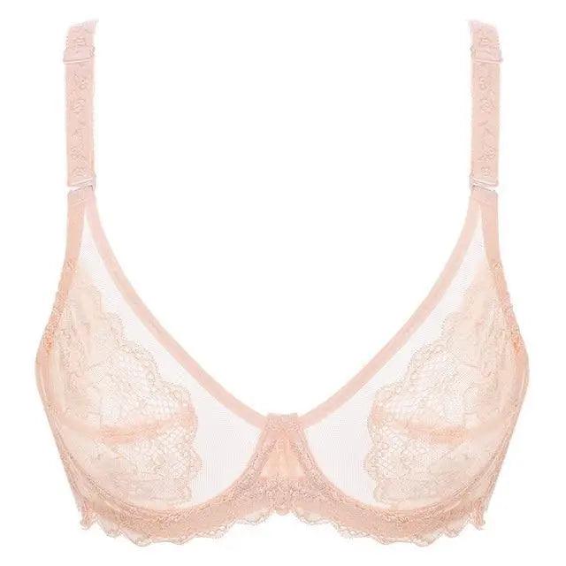 Elegance Transparent Bras For Women Ultra Thin Lace Bralette Underwire Push Up Plus Big Size Top Summer 34 36 38 40 ABCD Cup Stevvex