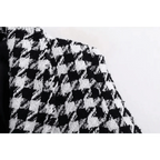 Elegance Women Tweed Jackets Fashionable Office Ladies Black Tassel Houndstooth Coats Female Autumn Vintage Thick Plaid Coat Girls Chic