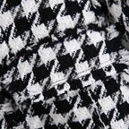 Elegance Women Tweed Jackets Fashionable Office Ladies Black Tassel Houndstooth Coats Female Autumn Vintage Thick Plaid Coat Girls Chic
