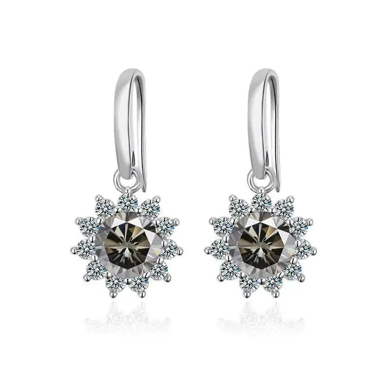 1CT Moissanite Drop Earrings 925 Sterling Silver Colorful Green Blue Pink BandsCo Straps