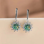 1CT Moissanite Drop Earrings 925 Sterling Silver Colorful Green Blue Pink BandsCo Straps