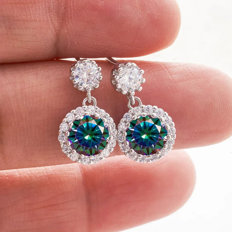 1ct Moissanite Drop Earrings For Women Sterling S925 18K White Gold Plated BandsCo Straps