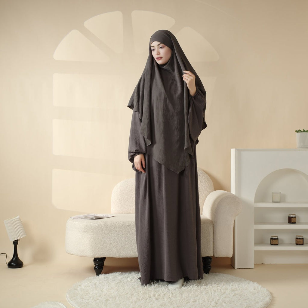 Elegant 2-Piece Crepe Abaya & Khimar Set (MK008) Mariam's Collection