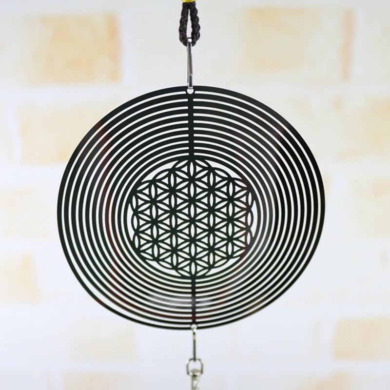 Elegant 3D Metal Hanging Wind Hanging Spinners Spiral Wind Chimes Wind Sculptures With Gazing Ball Spiral Tail Stainless Steel Spin Decor For Indoor Outdoor Spinner Wind Chime With Spiral Tail Ball Center Home Decor Stevvex