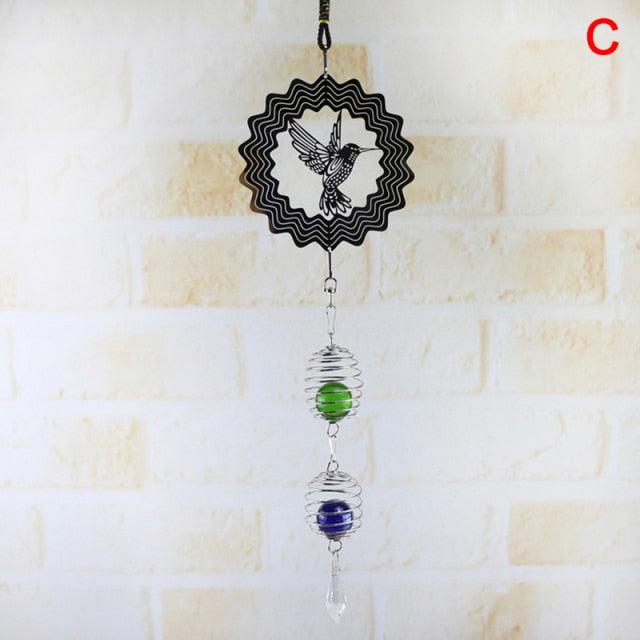 Elegant 3D Metal Hanging Wind Hanging Spinners Spiral Wind Chimes Wind Sculptures With Gazing Ball Spiral Tail Stainless Steel Spin Decor For Indoor Outdoor Spinner Wind Chime With Spiral Tail Ball Center Home Decor Stevvex