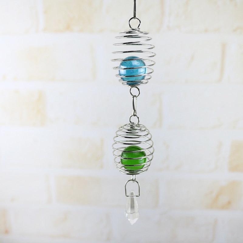 Elegant 3D Metal Hanging Wind Hanging Spinners Spiral Wind Chimes Wind Sculptures With Gazing Ball Spiral Tail Stainless Steel Spin Decor For Indoor Outdoor Spinner Wind Chime With Spiral Tail Ball Center Home Decor Stevvex
