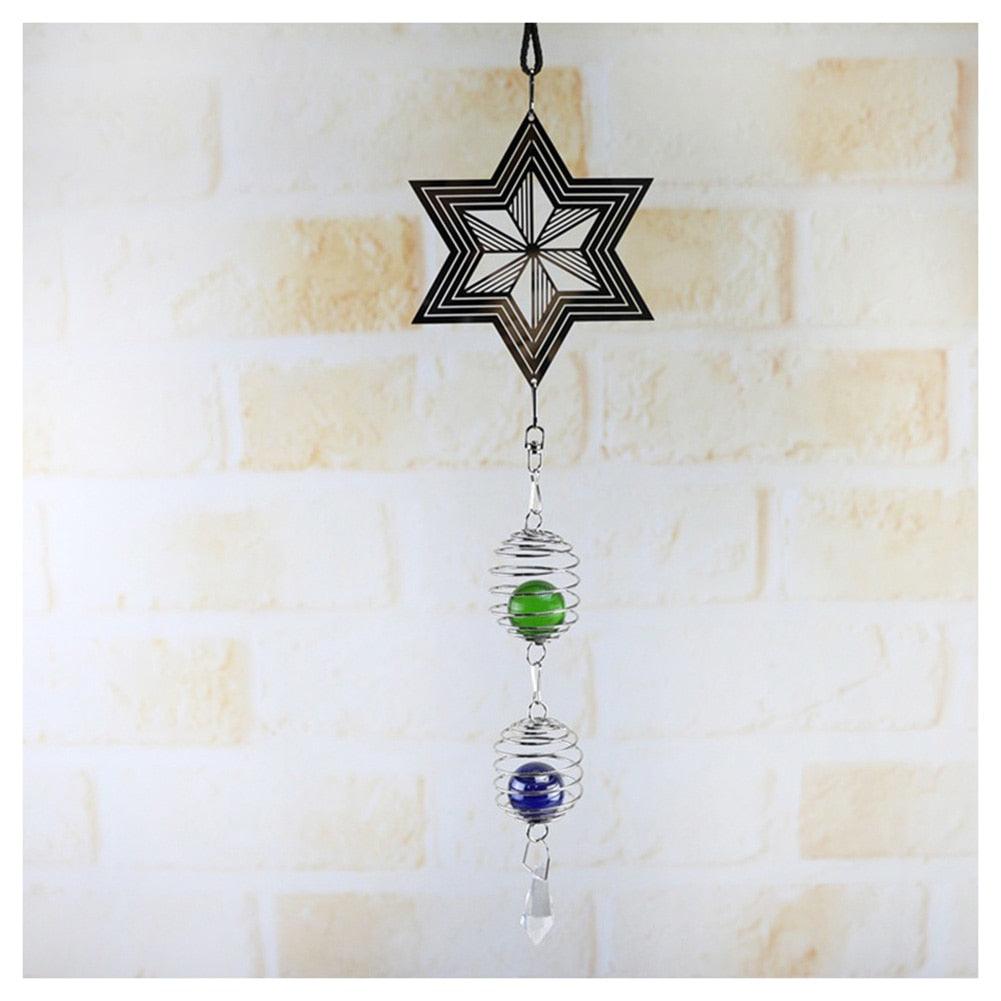Elegant 3D Metal Hanging Wind Hanging Spinners Spiral Wind Chimes Wind Sculptures With Gazing Ball Spiral Tail Stainless Steel Spin Decor For Indoor Outdoor Spinner Wind Chime With Spiral Tail Ball Center Home Decor Stevvex