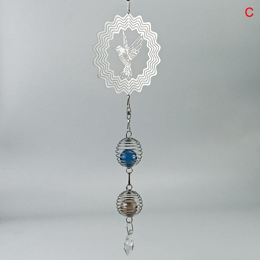 Elegant 3D Metal Hanging Wind Hanging Spinners Spiral Wind Chimes Wind Sculptures With Gazing Ball Spiral Tail Stainless Steel Spin Decor For Indoor Outdoor Spinner Wind Chime With Spiral Tail Ball Center Home Decor Stevvex