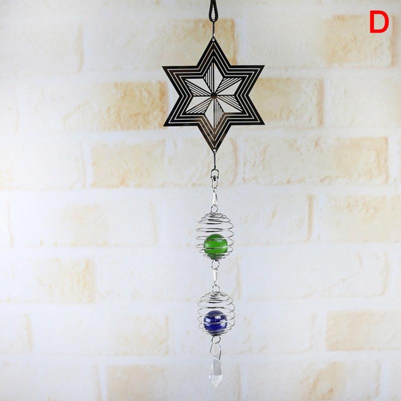 Elegant 3D Metal Hanging Wind Hanging Spinners Spiral Wind Chimes Wind Sculptures With Gazing Ball Spiral Tail Stainless Steel Spin Decor For Indoor Outdoor Spinner Wind Chime With Spiral Tail Ball Center Home Decor Stevvex