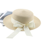 Elegant Adult Bucket Hat Beach Summer Straw Hats for Women Beach Sun Straw Hat Wide Luxury Comfortable Hat  Flat Top Ribbon Bowknot Elegant Luxury Women Summer Hat 56-58cm Stevvex