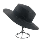 Elegant Adult Bucket Hat Beach Summer Straw Hats for Women Beach Sun Straw Hat Wide Luxury Comfortable Hat  Flat Top Ribbon Bowknot Elegant Luxury Women Summer Hat 56-58cm Stevvex