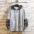 Elegant Autumn Spring Black Hoodies Men's Sweatshirts Punk Streetwear Casual Pullover Fleece Hoodie Men Contrast Color Design Pullover Long Sleeve Hoodie