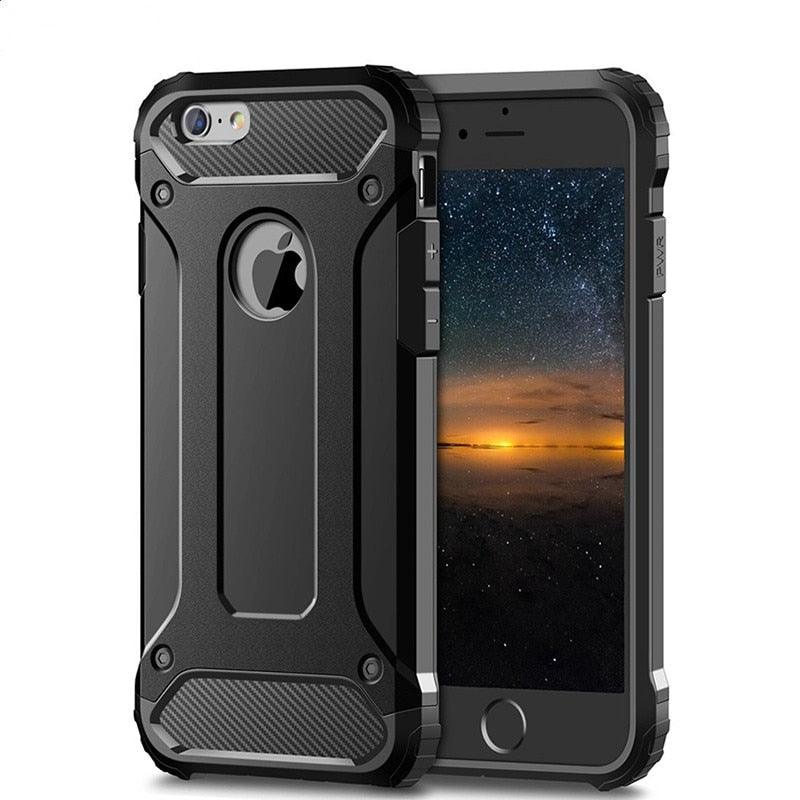Elegant Black Armor Case for iPhone 14 Pro 13 12 11 Pro Max Heavy Duty Shockproof Cover Full Body Protective Silicone Shockproof Phone Cover Luxury Design Stevvex