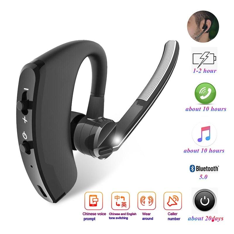 Elegant Black Bluetooth Earphone Wireless Stereo HD Mic HiFi Headphones Bluetooth Comfort Handsfree Driving Headset Ideal Standby Time Single In Ear Headset For Worm Driving Stevvex