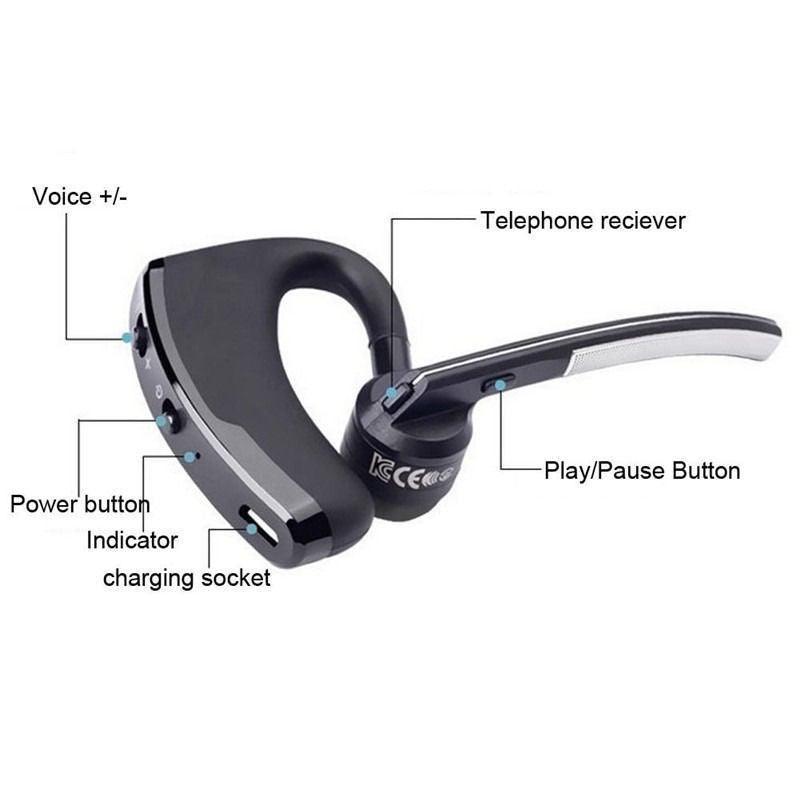 Elegant Black Bluetooth Earphone Wireless Stereo HD Mic HiFi Headphones Bluetooth Comfort Handsfree Driving Headset Ideal Standby Time Single In Ear Headset For Worm Driving Stevvex