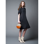 Black Moon Bag Crossbody Clutch Eco Leather Handwoven Cotton Retro Style BandsCo Straps