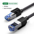 Elegant Black Ethernet Cable CAT8 40Gbps 2000MHz CAT 8 Networking Nylon Braided Internet LAN Network Cable With Gold Silver Plated RJ45 Connector Cord For Router TV Stevvex