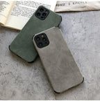 Elegant Black Green Leather Phone Case For iPhone 13 12 11 Pro Max Mini Business Soft Shockproof Back Cover Leather Case for iPhone Durable Lightweight Shockproof Slim Back Cover Compatible with iPhone Stevvex