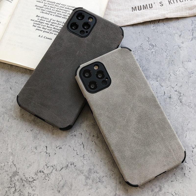 Elegant Black Green Leather Phone Case For iPhone 13 12 11 Pro Max Mini Business Soft Shockproof Back Cover Leather Case for iPhone Durable Lightweight Shockproof Slim Back Cover Compatible with iPhone Stevvex