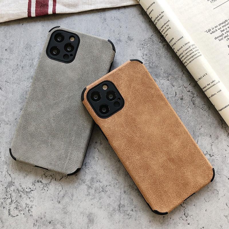 Elegant Black Green Leather Phone Case For iPhone 13 12 11 Pro Max Mini Business Soft Shockproof Back Cover Leather Case for iPhone Durable Lightweight Shockproof Slim Back Cover Compatible with iPhone Stevvex