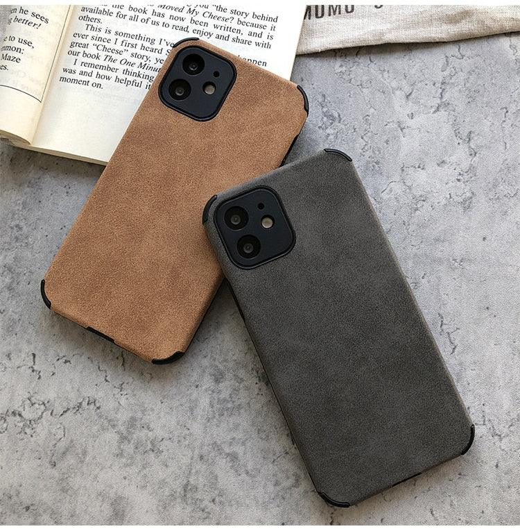 Elegant Black Green Leather Phone Case For iPhone 13 12 11 Pro Max Mini Business Soft Shockproof Back Cover Leather Case for iPhone Durable Lightweight Shockproof Slim Back Cover Compatible with iPhone Stevvex
