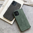 Elegant Black Green Leather Phone Case For iPhone 13 12 11 Pro Max Mini Business Soft Shockproof Back Cover Leather Case for iPhone Durable Lightweight Shockproof Slim Back Cover Compatible with iPhone Stevvex