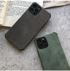 Elegant Black Green Leather Phone Case For iPhone 13 12 11 Pro Max Mini Business Soft Shockproof Back Cover Leather Case for iPhone Durable Lightweight Shockproof Slim Back Cover Compatible with iPhone Stevvex