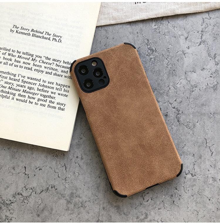 Elegant Black Green Leather Phone Case For iPhone 13 12 11 Pro Max Mini Business Soft Shockproof Back Cover Leather Case for iPhone Durable Lightweight Shockproof Slim Back Cover Compatible with iPhone Stevvex