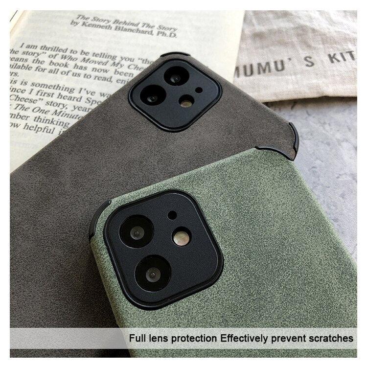 Elegant Black Green Leather Phone Case For iPhone 13 12 11 Pro Max Mini Business Soft Shockproof Back Cover Leather Case for iPhone Durable Lightweight Shockproof Slim Back Cover Compatible with iPhone Stevvex