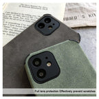 Elegant Black Green Leather Phone Case For iPhone 13 12 11 Pro Max Mini Business Soft Shockproof Back Cover Leather Case for iPhone Durable Lightweight Shockproof Slim Back Cover Compatible with iPhone Stevvex