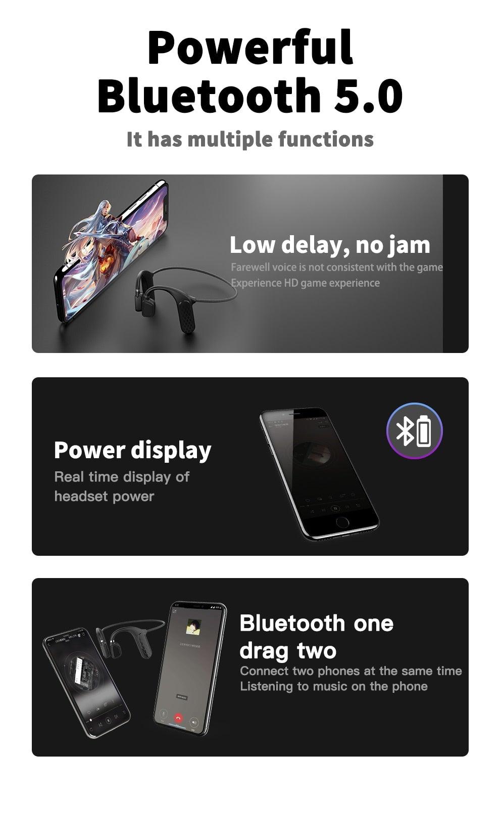 Elegant Black Headphones Wireless Earphones For Workouts And Running Bluetooth Headphones With Mic Grey Bluetooth 5.0 Bone Conduction Earphone Waterproof Sport Headphone Bluetooth Headsets Wireless Headphones Music Handsfree Design Stevvex