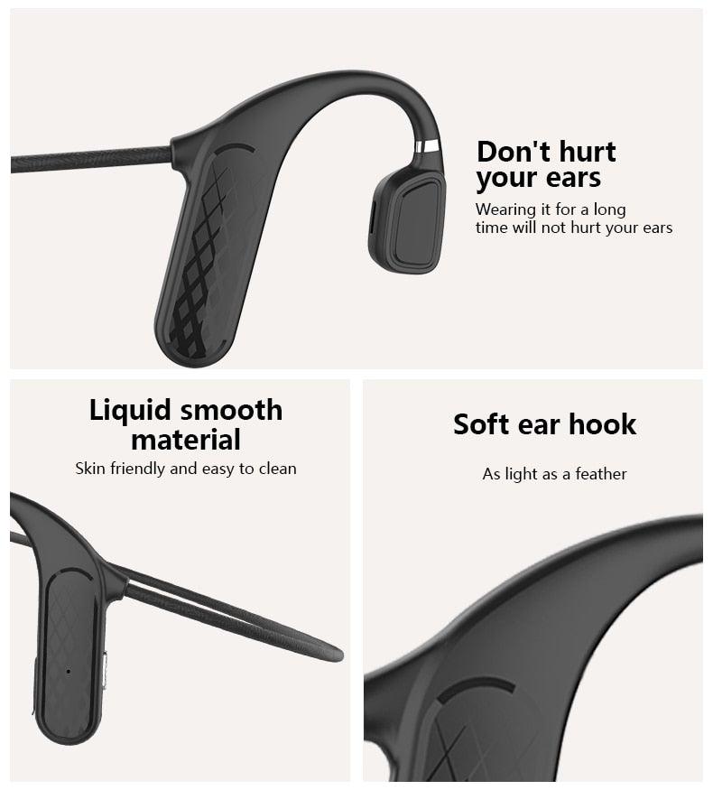 Elegant Black Headphones Wireless Earphones For Workouts And Running Bluetooth Headphones With Mic Grey Bluetooth 5.0 Bone Conduction Earphone Waterproof Sport Headphone Bluetooth Headsets Wireless Headphones Music Handsfree Design Stevvex