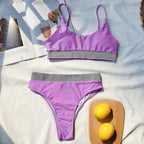 Elegant Black High Waist Swimwear Bikini Women's Swimsuits Push Up Shiny Splicing Bikinis High Cut Bathing Suits Women Bikini Set Push Up High Waist Swimsuit Two Piece Bathing Suit For Girls Stevvex