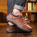 Elegant Black Leather Mens Business Boots Platform Winter Sneakers Without Lace Safety Shoe Quick-Drying Tactical Shoe Comfortable Sneaker Hiker Lightweight Ankle Motorcycle Mountain Running Short Boot Stevvex
