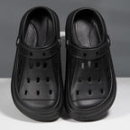 Elegant Black Mens Summer Clogs Shoes Couples Soft Thick Sole Beach Shoes Black Garden Sandals Unisex Garden Clogs Shoes Summer Slip On Sandals For Mens Stevvex