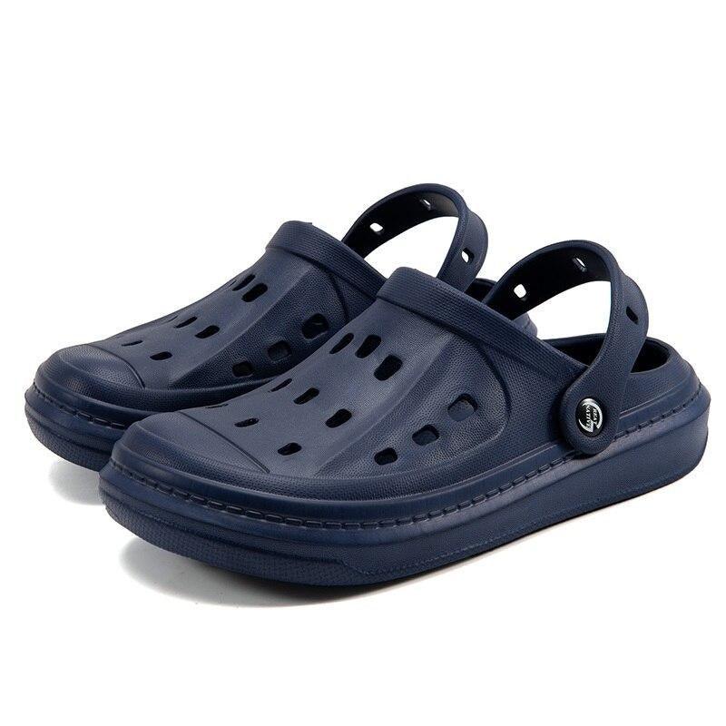 Elegant Black Mens Summer Clogs Shoes Couples Soft Thick Sole Beach Shoes Black Garden Sandals Unisex Garden Clogs Shoes Summer Slip On Sandals For Mens Stevvex
